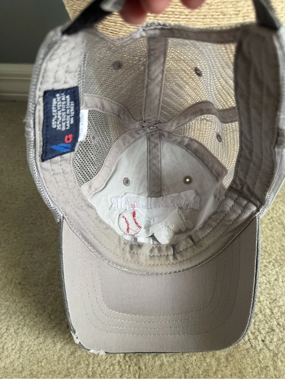 Gray 'Baseball Hair Don't Care' Mesh Back Cap